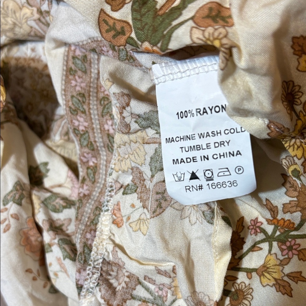 Kindred Boho Floral Smocked  Midi Maxi Dress Plus Size 3X Cream Rayon - Picture 4 of 6